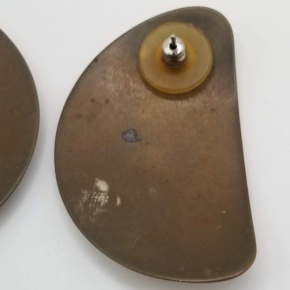 Copper and Enamel Pierced Earrings - Picture 3 of 5